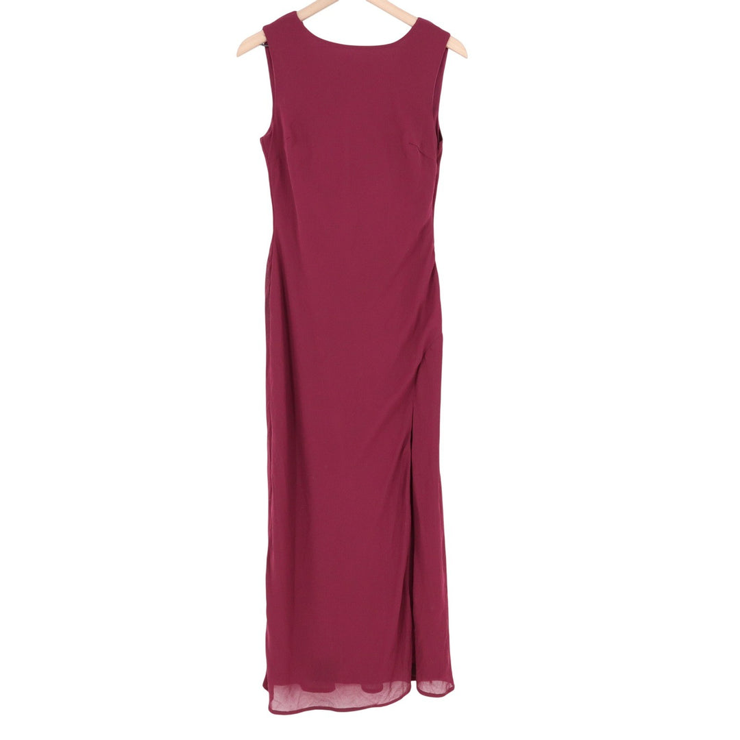 Lulus Burgundy Cowl Back Sleeveless Maxi Dress Side Slit Formal Gown Size M