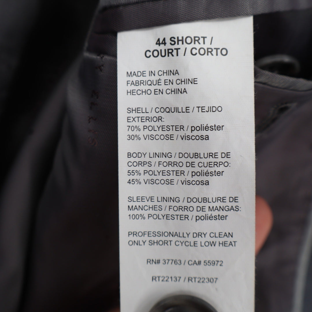 Perry Ellis Mens Slim Fit Suit Jacket Charcoal Gray 44 Short 2 Button Blazer