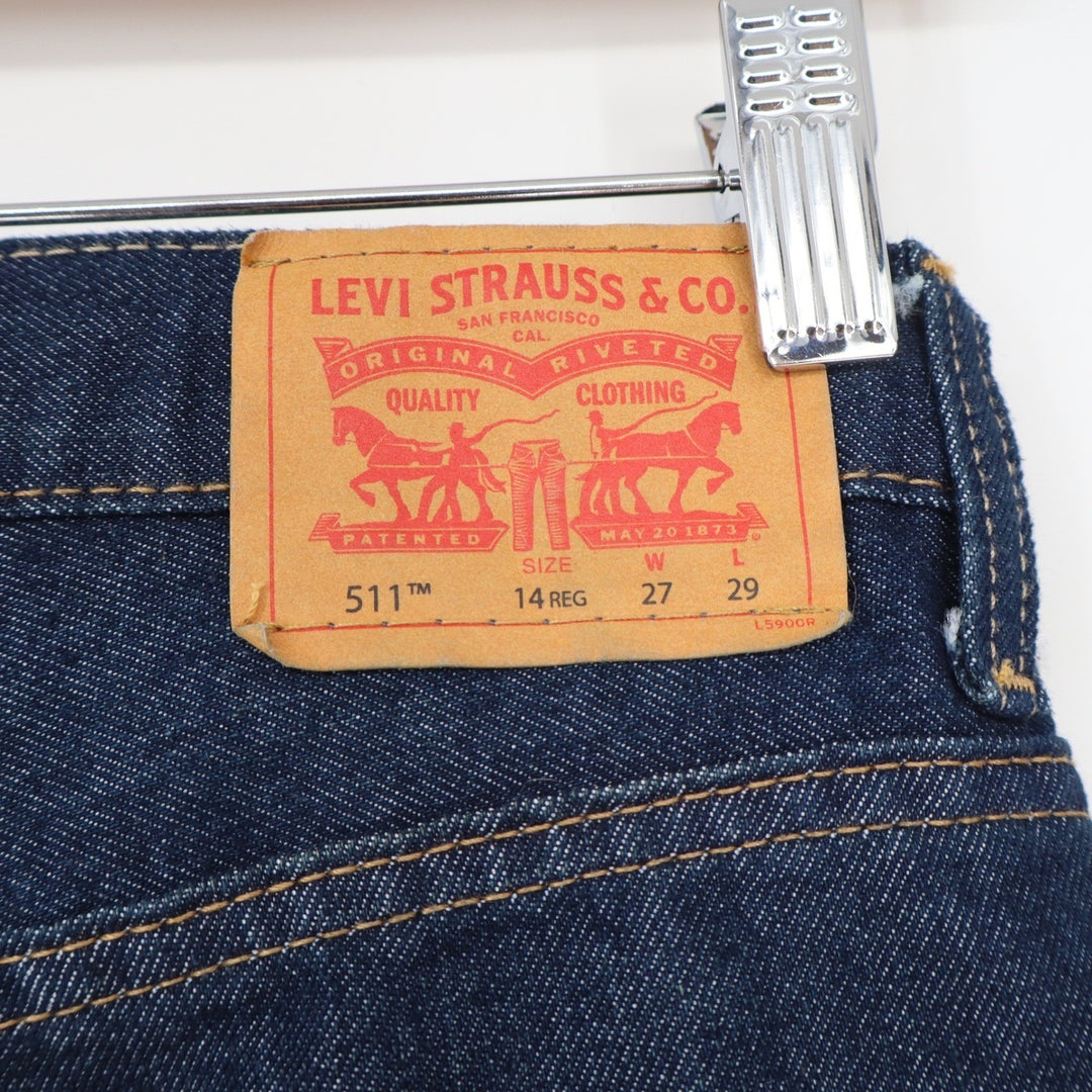 Levi's Jeans Boys 14 Reg 511 Slim Dark Wash Indigo Adjustable Waist Excellent