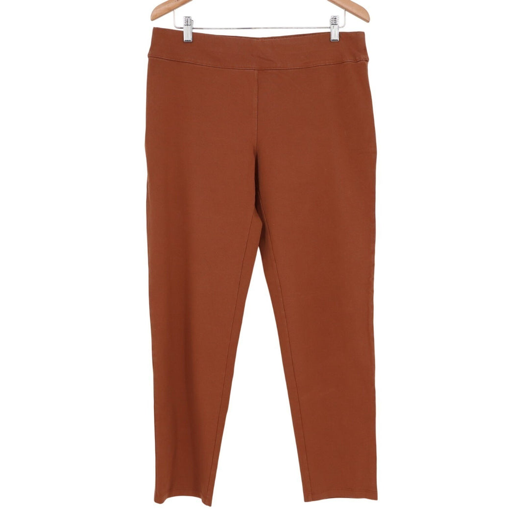 Susan Graver Weekend Cavalry Twill Knit Slim Pants Womens Medium Rust Brown