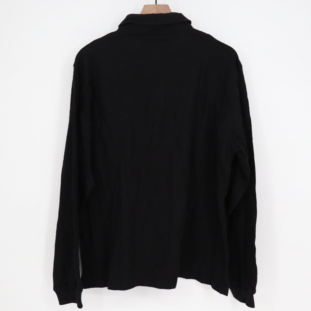 American Giant Mens Long Sleeve Black Polo Shirt Made in USA Size L