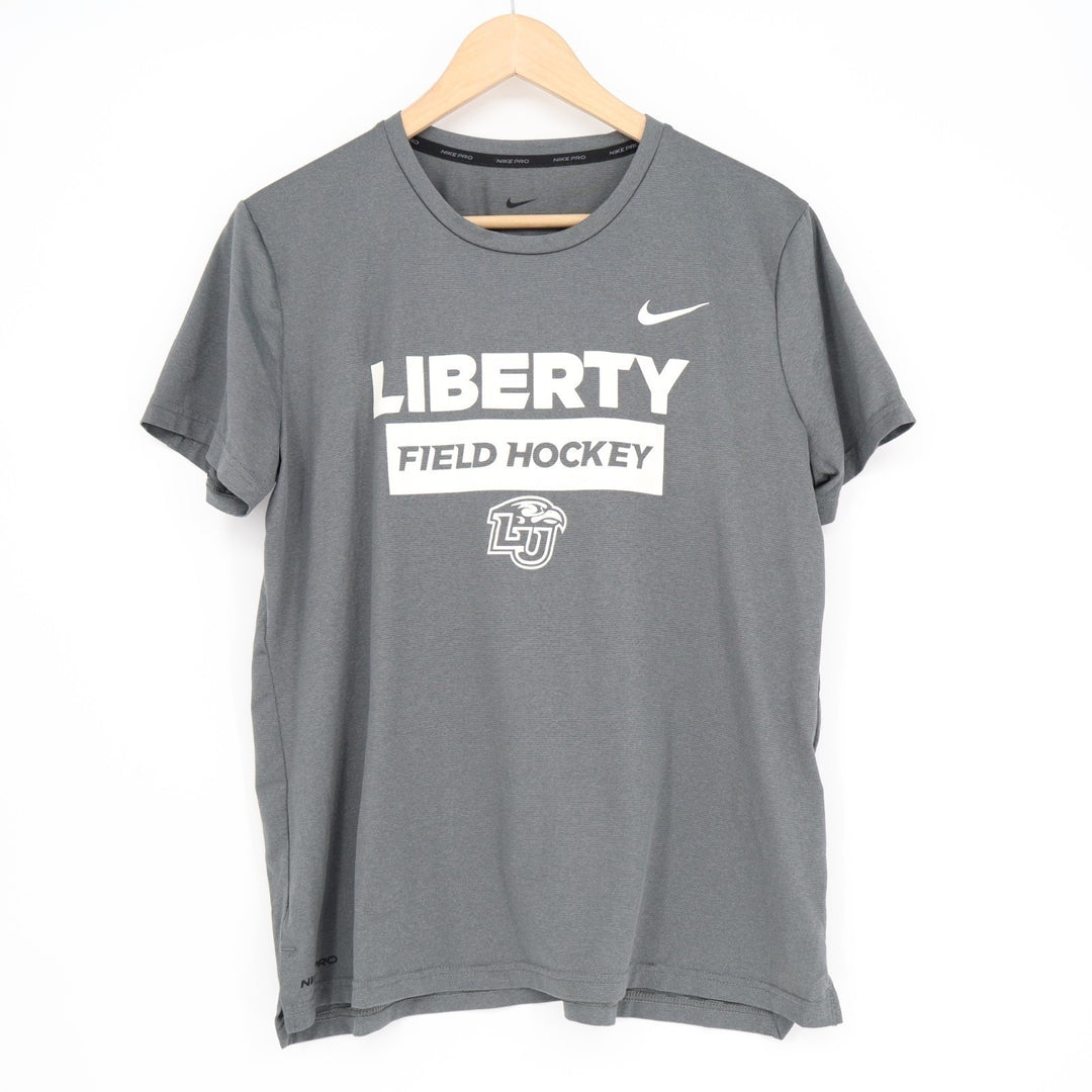 Liberty University Flames Field Hockey T-Shirt Mens L Gray Nike Dri-Fit Stretch