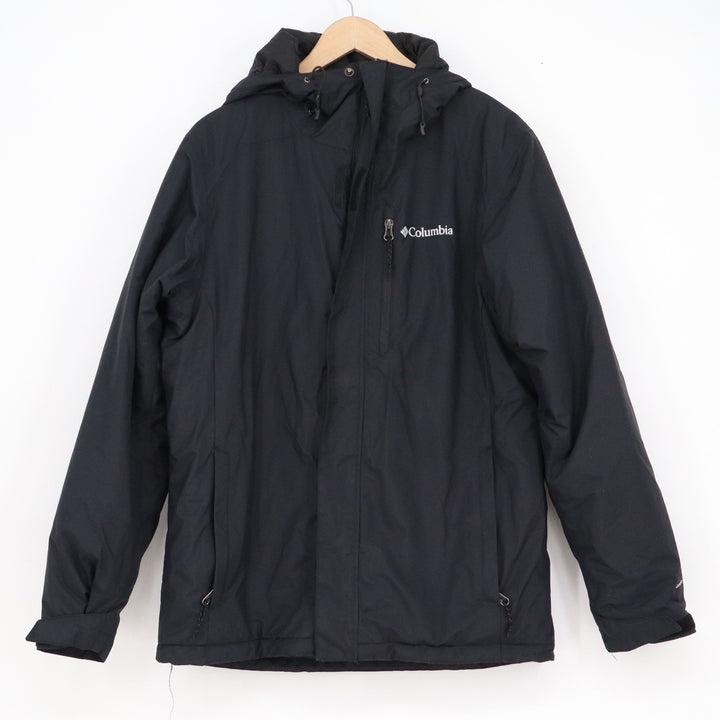 Columbia Mens Hooded Winter Jacket Black Omni-Tech Insulated Parka Size S