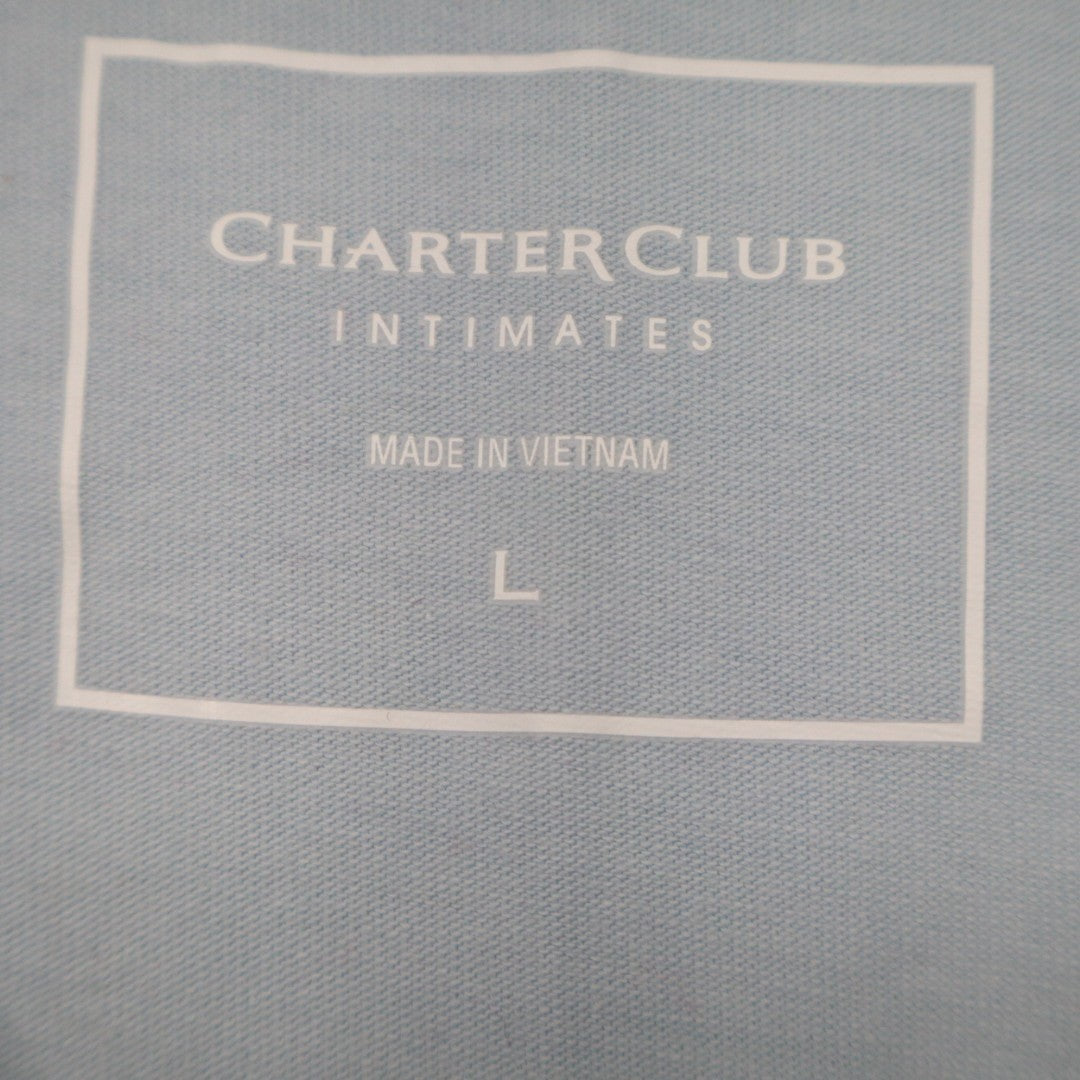 Charter Club Intimates Pajama Top Womens Large Blue Cotton Stretch Sleepwear