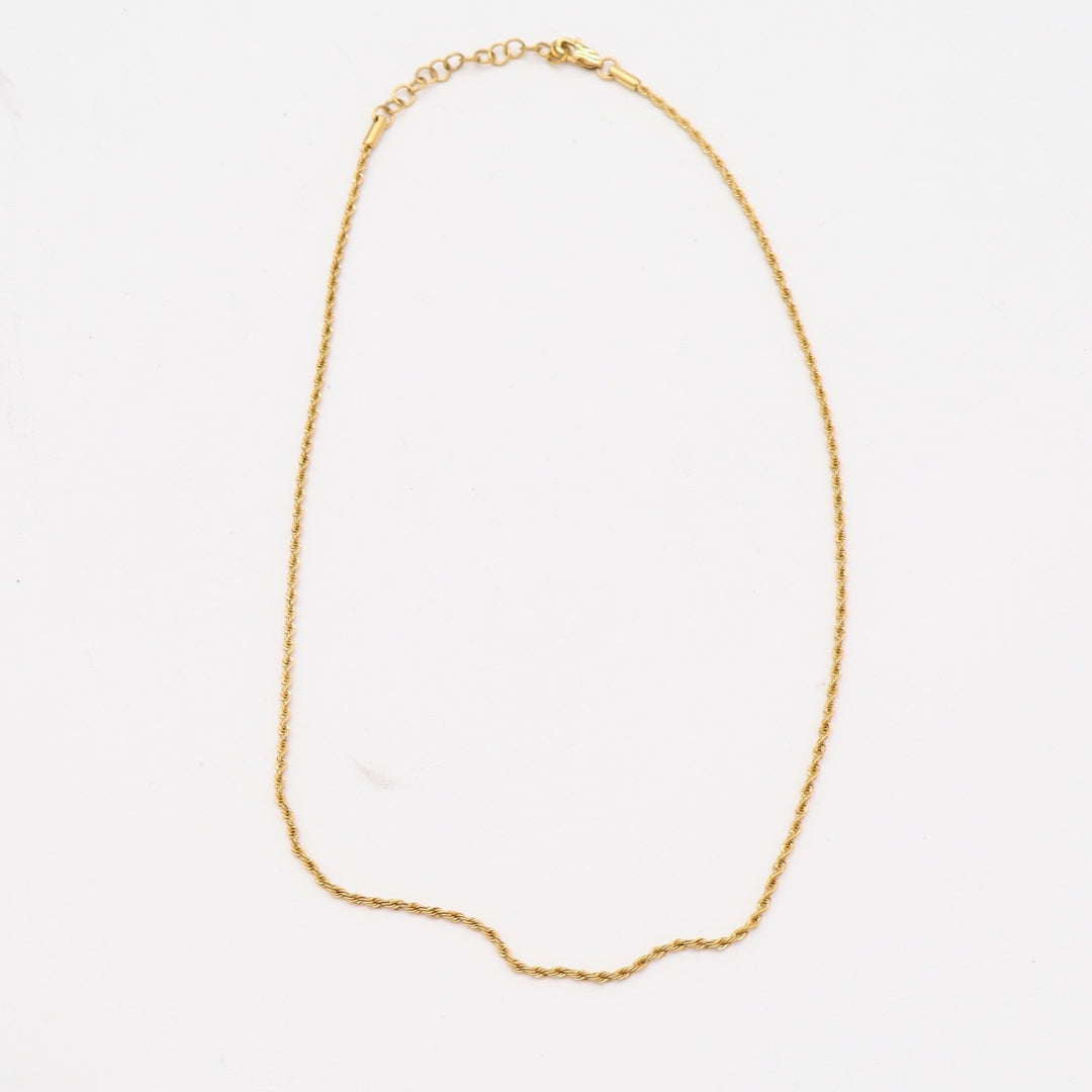 Unbranded Rope Chain Necklace Unisex OS Gold Tone Twisted Link Adjustable Exc