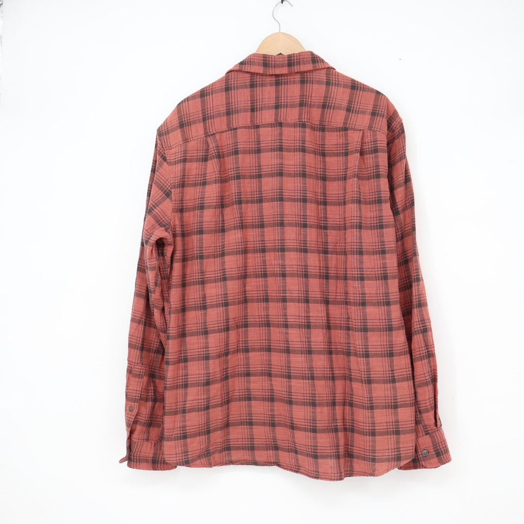 Sonoma Goods For Life Mens XL Red Black Plaid Flannel Button Down Shirt