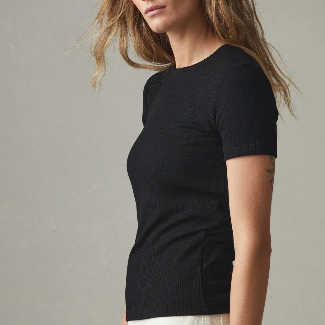 American Giant Women's Rib Crew Tee Black Size L Made in USA