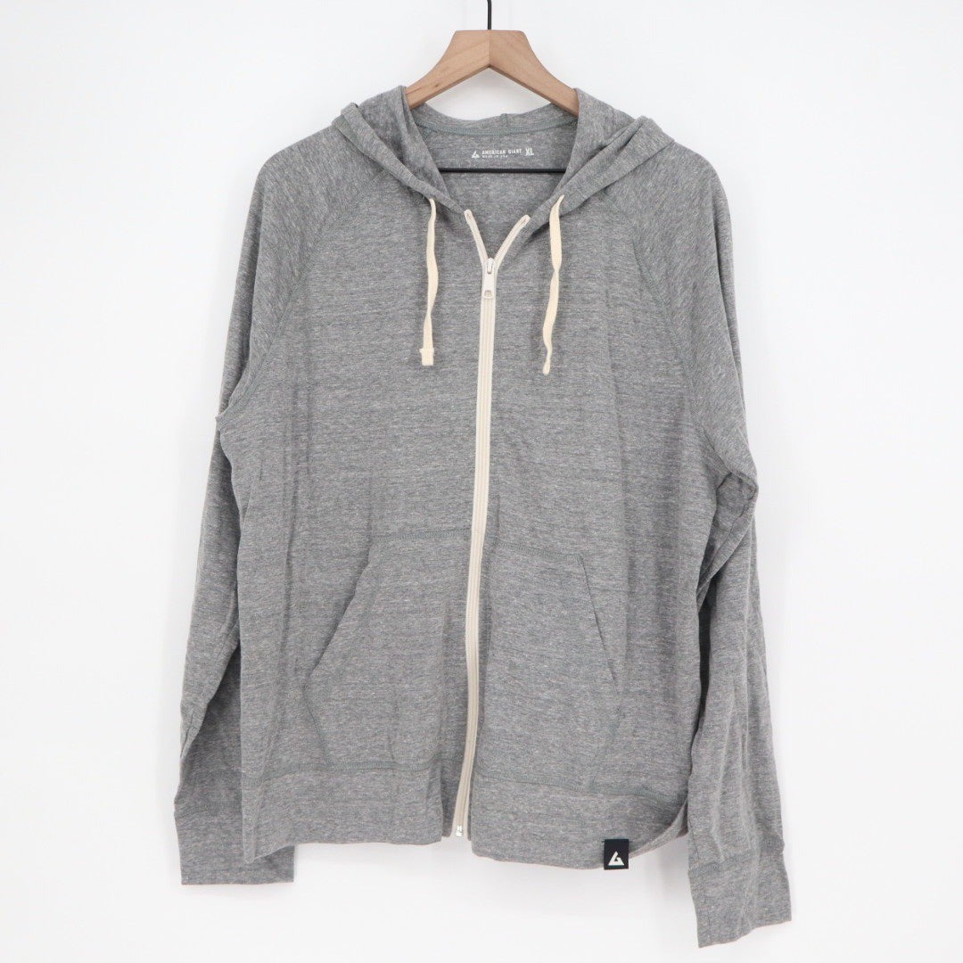 American Giant Mens Full Zip Hoodie Gray Heather XL Made USA Casual Comfort