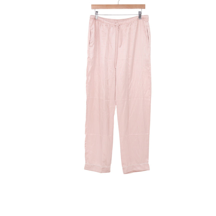 Yimanie Pajama Set Women XL Pinstripe Pink Metallic Button-down Excellent
