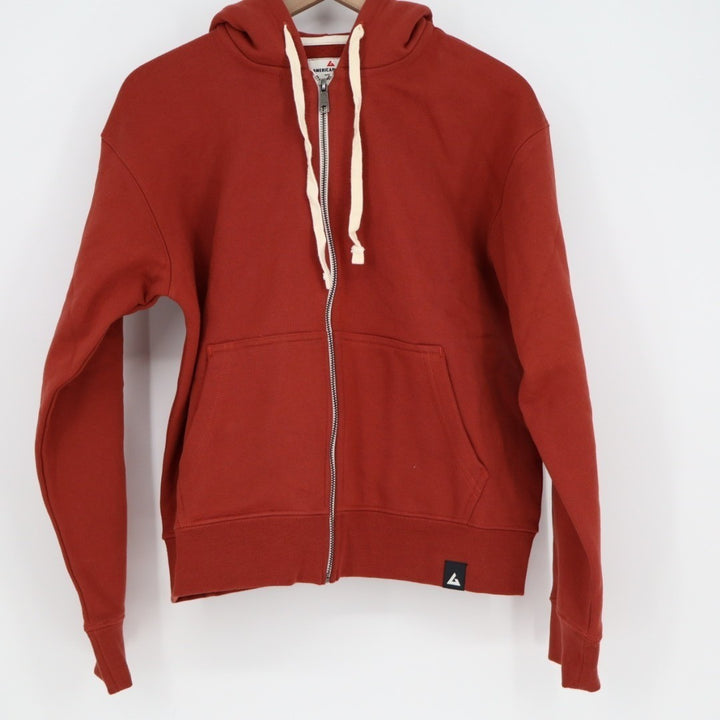 American Giant Midweight Hoodie Womens Medium Red Full Zip Cotton Fleece Lined