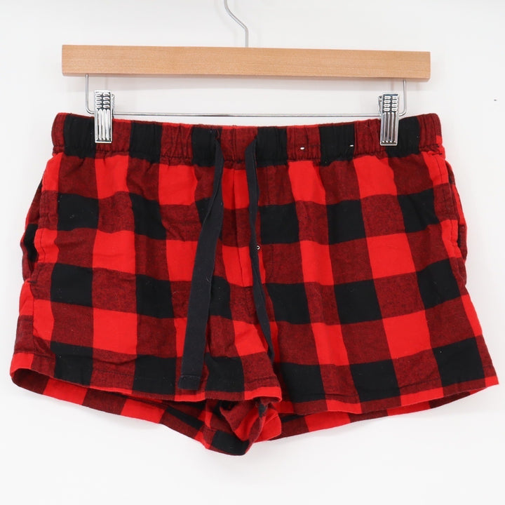 Stars Above Pajama Shorts Womens S Perfectly Cozy Flannel Red Buffalo Plaid