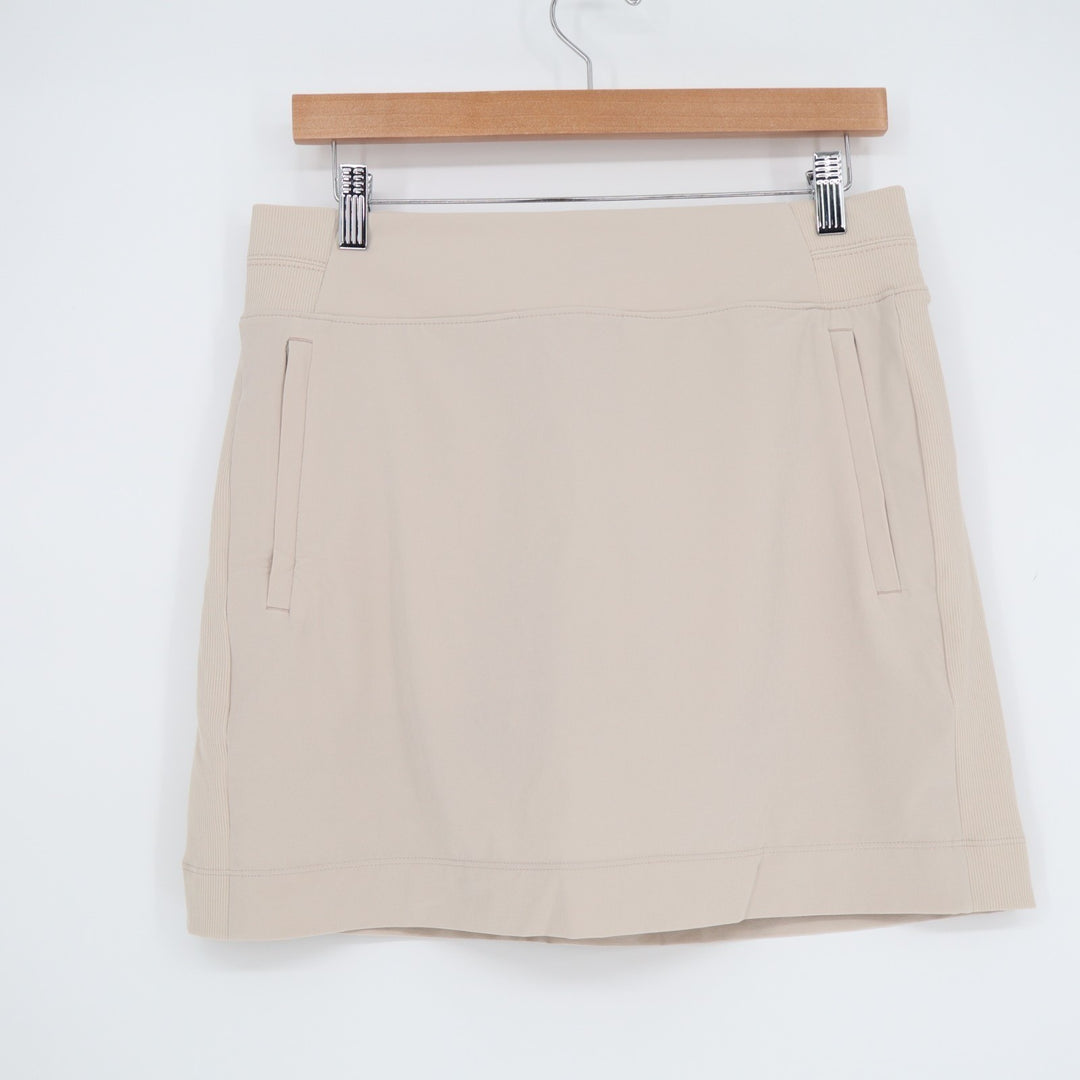 Athleta Skort Women 8 Beige Stretch High Rise Pull On Slash Pocket Elastic Waist
