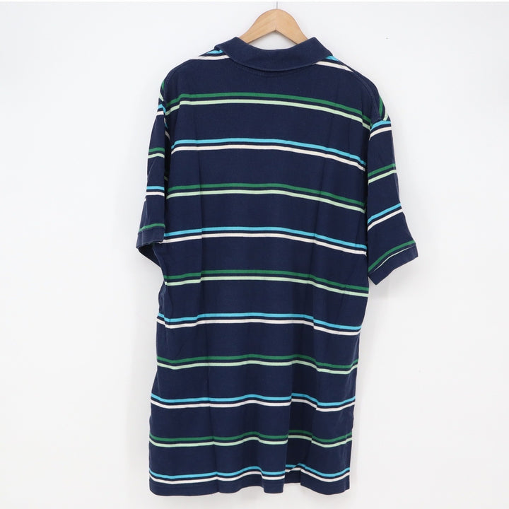Merona Polo Shirt Mens XXL Ultimate Navy Blue Striped Short Sleeve Excellent