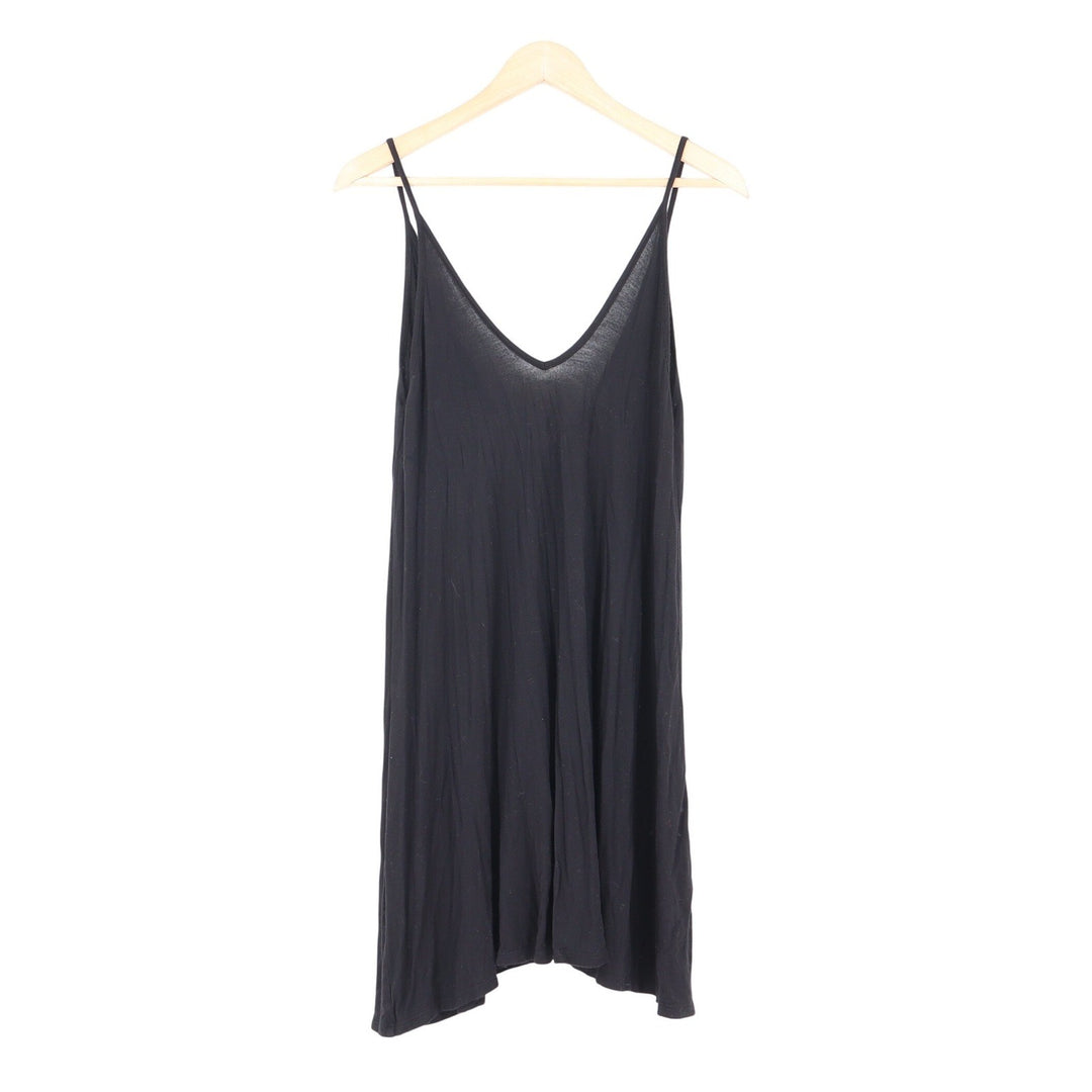 Popular Basics Black Mini Dress Spaghetti Strap V-Neck L