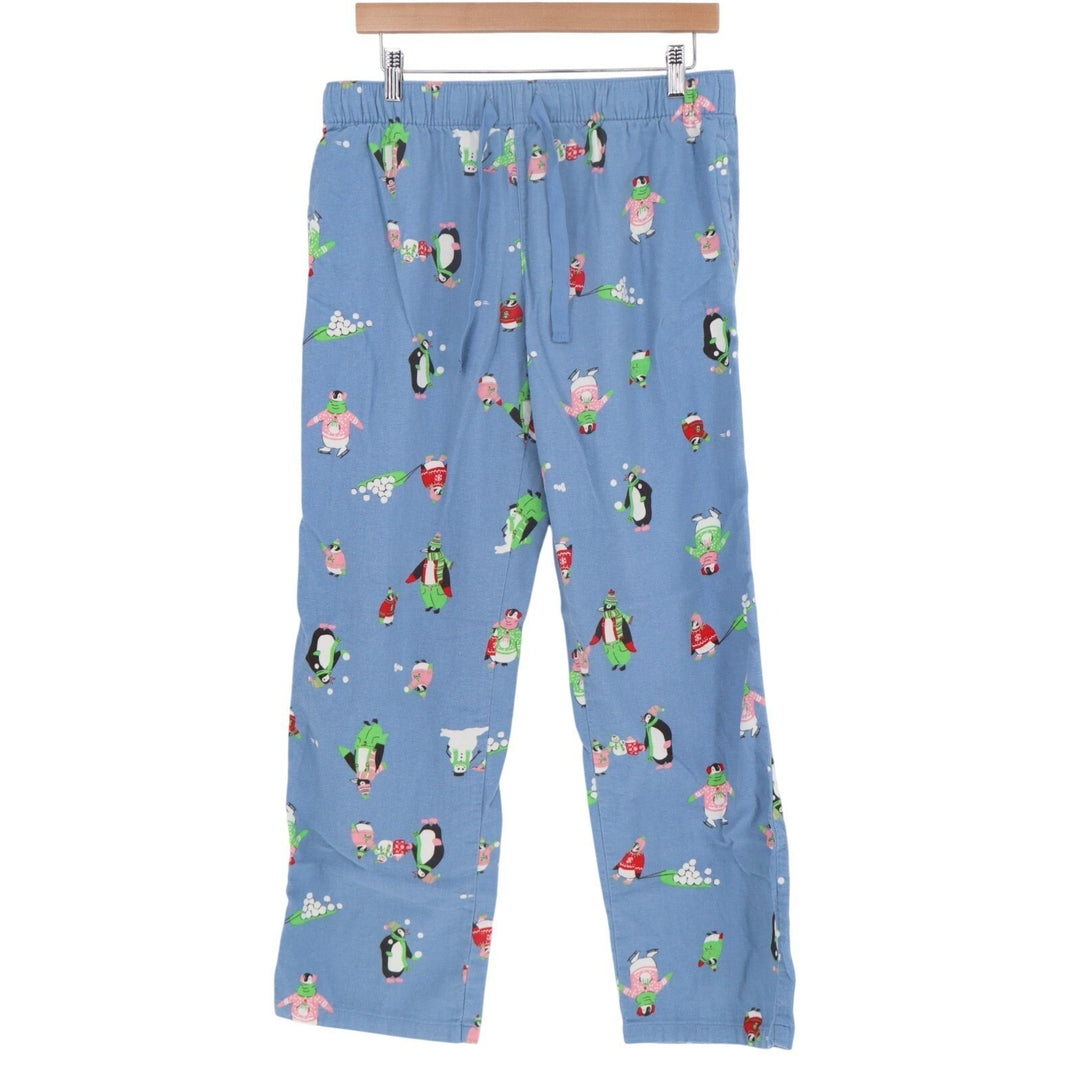 Old Navy Flannel Pajama Pants Womens Medium Blue Printed Cotton Slash Pockets