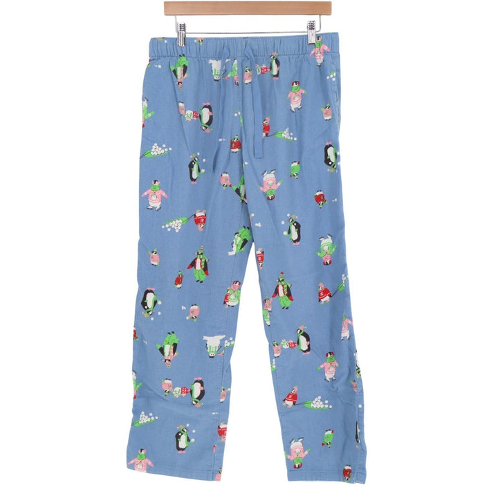 Old Navy Flannel Pajama Pants Womens Medium Blue Printed Cotton Slash Pockets