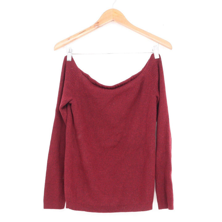 American Eagle Outfitters Burgundy Off Shoulder Ribbed Knit Sweater Womens Small