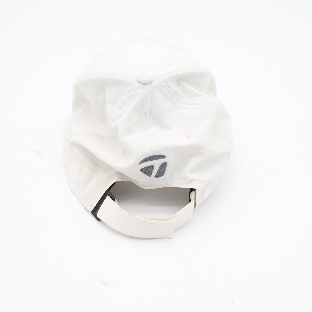 TaylorMade Golf Hat White Adjustable Hook and Loop Performance Baseball Cap OSFA