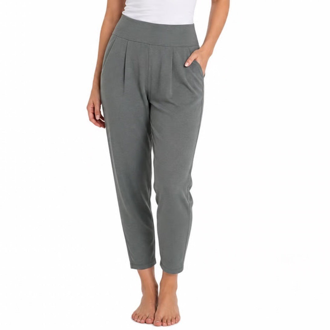 Athleta Elation Pants Womens PS Charcoal Gray Space Dye Pleated High Waisted