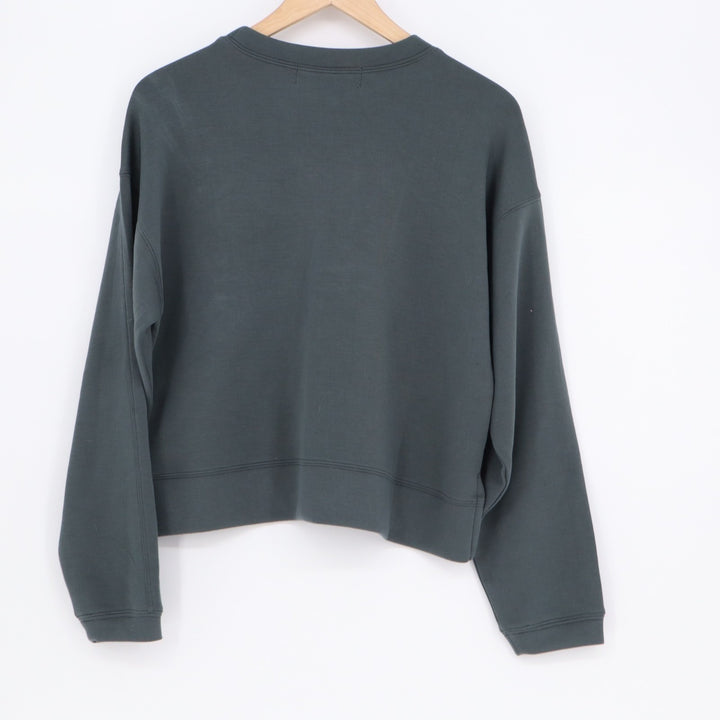 Vintage Havana Crop Sweatshirt Womens Small Teal Long Sleeve Crew Neck Side Slit