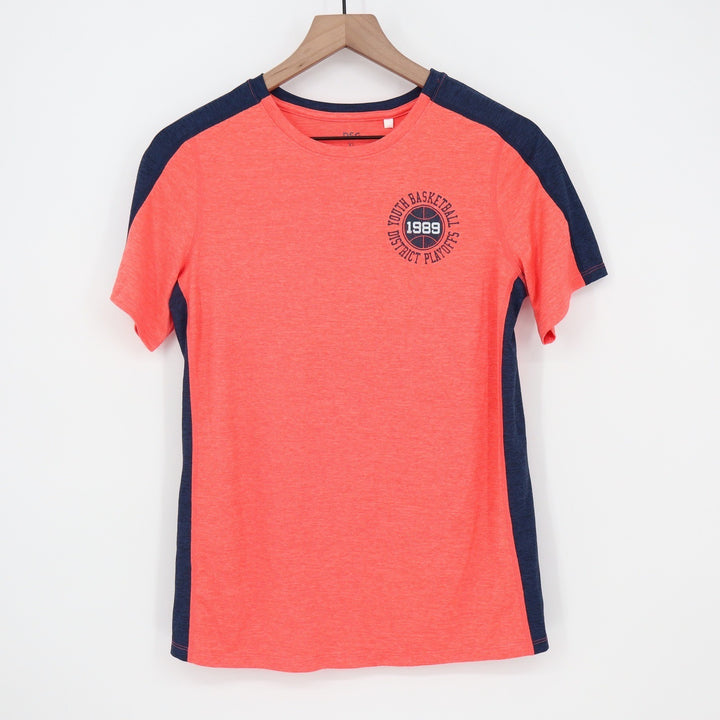 DSG Boys XL Pieced Graphic Movement Tee Cabana Coral Navy Basketball 1989 NWT