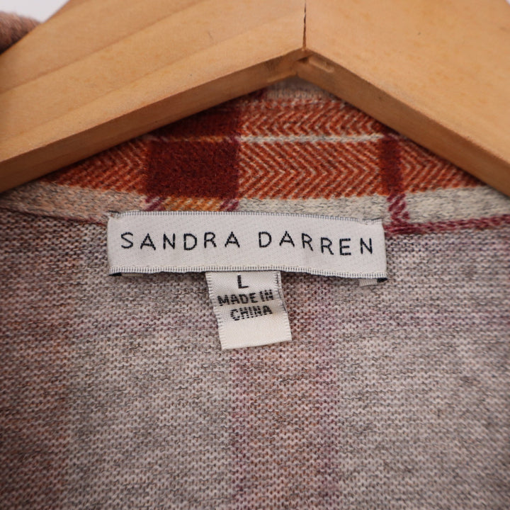 Sandra Darren Shirt Dress Womens L Plaid Orange Button-down Excellent
