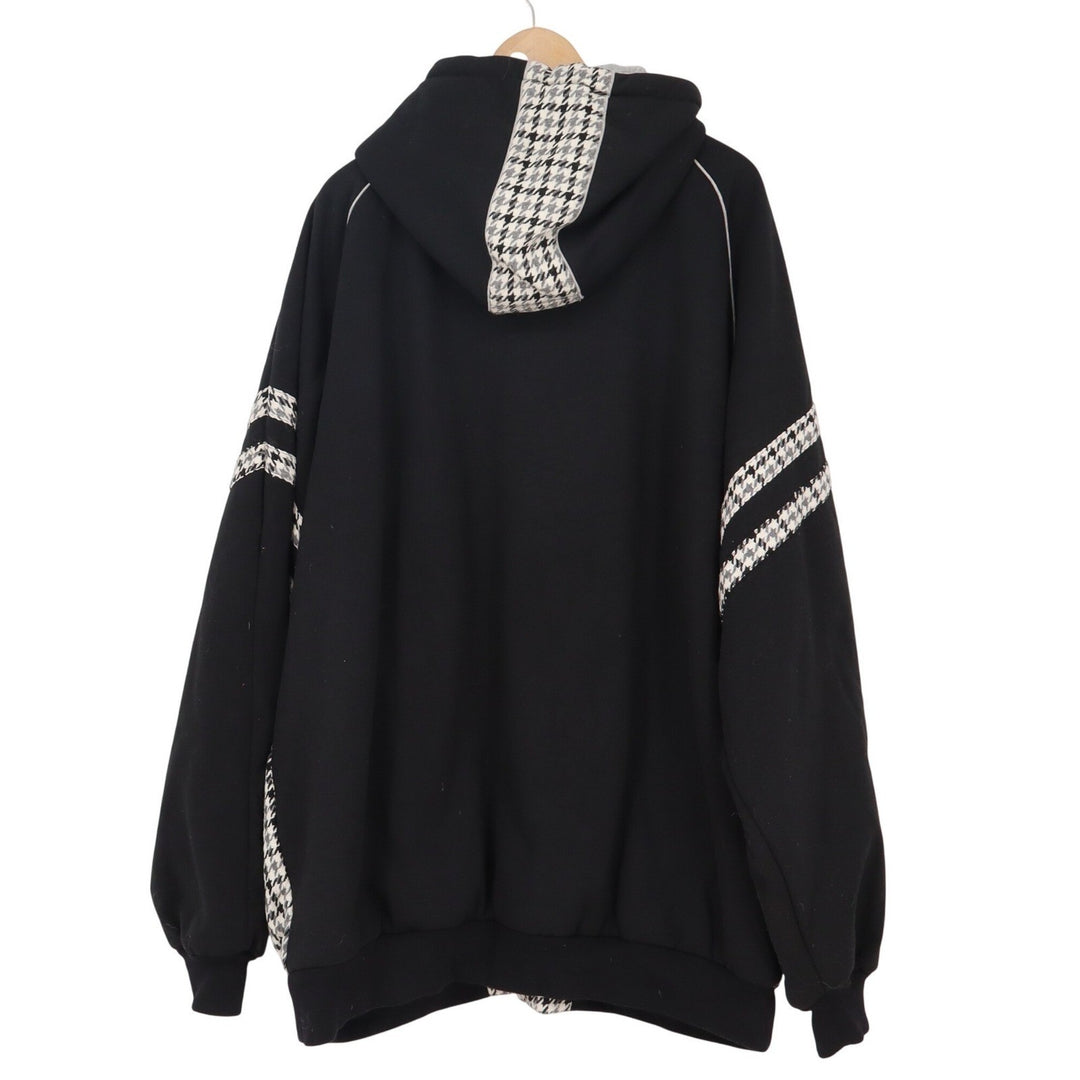 TNK JNS Mens Houndstooth Wool Blend Full Zip Hoodie Jacket Black White Raglan