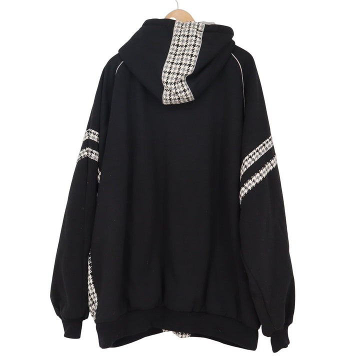 TNK JNS Mens Houndstooth Wool Blend Full Zip Hoodie Jacket Black White Raglan