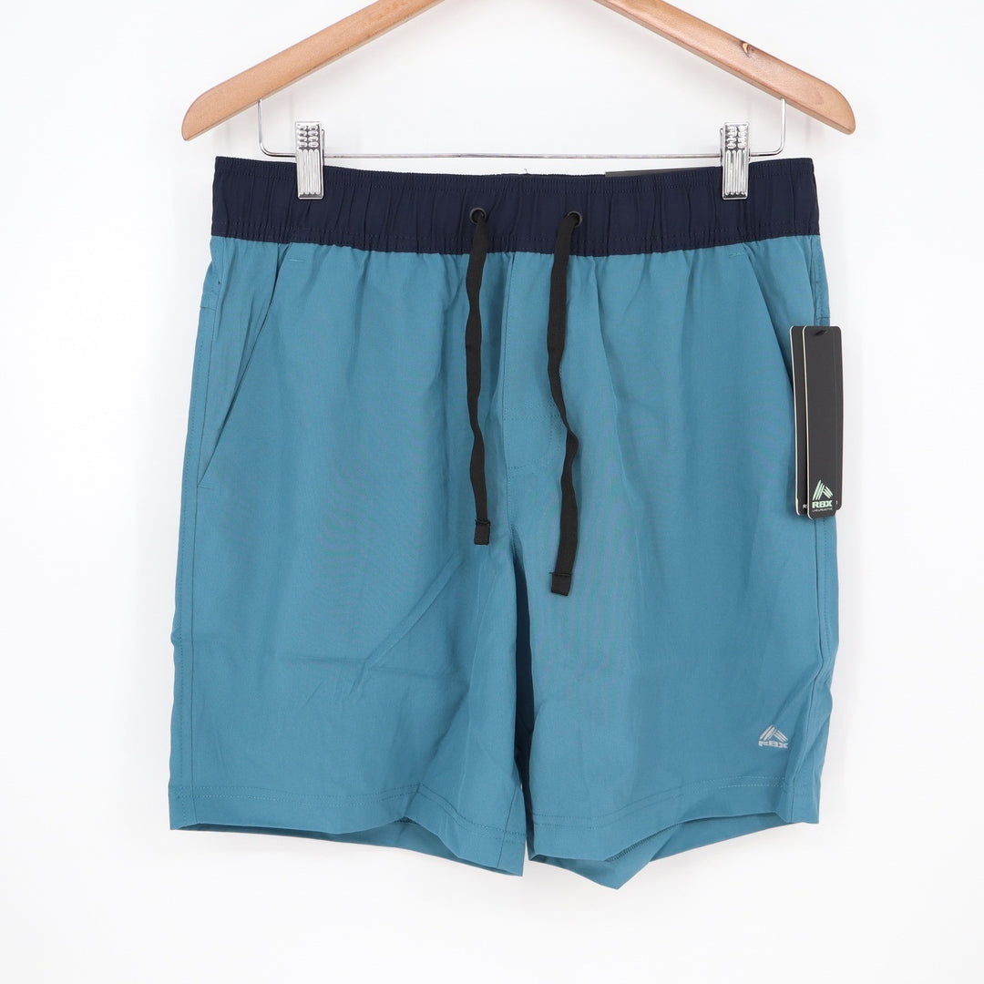 RBX Mens Performance Training Shorts Teal Navy Blue Size M 7 Inseam NWT