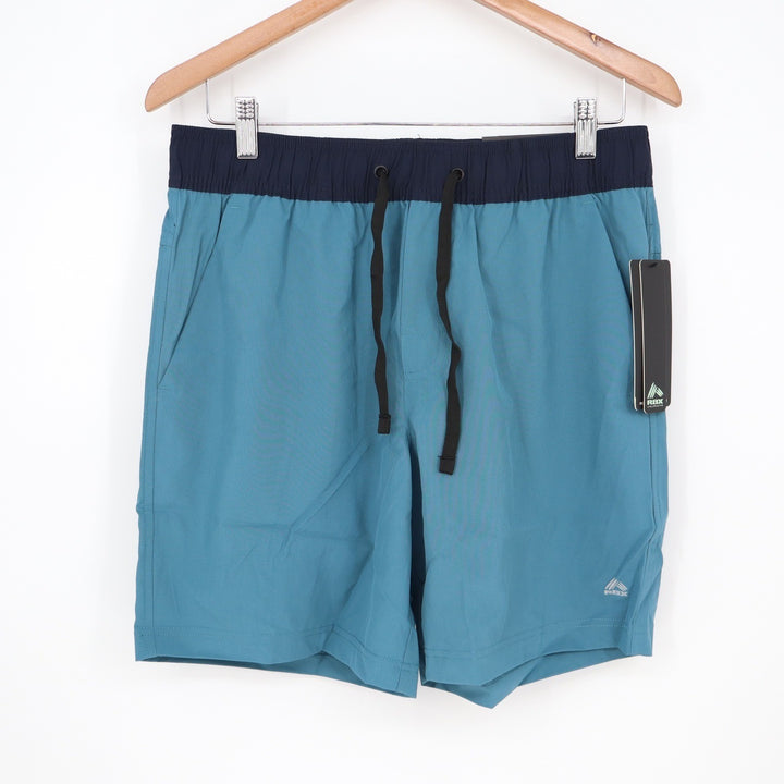 RBX Mens Performance Training Shorts Teal Navy Blue Size M 7 Inseam NWT