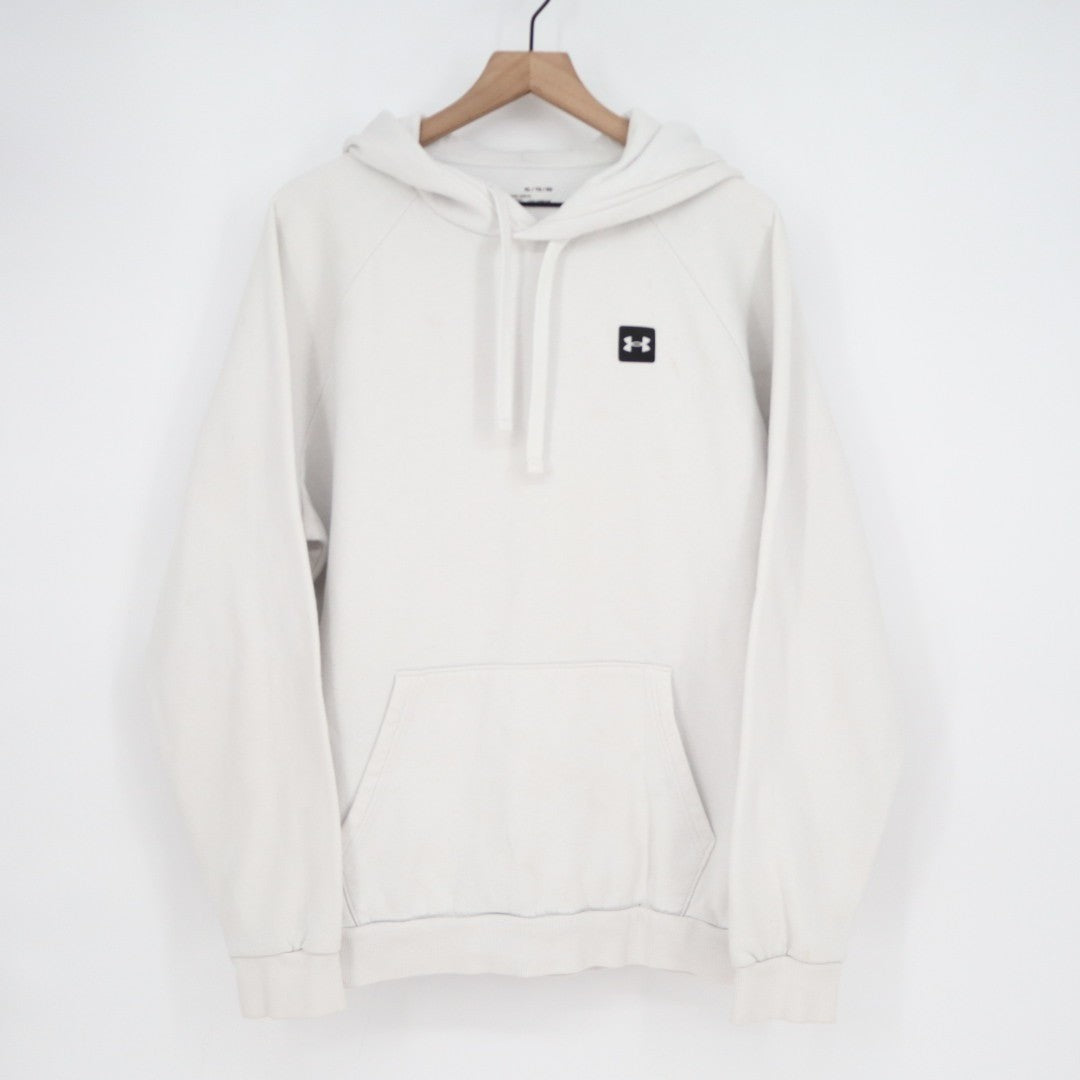 Under Armour Rival Coldgear Hoodie Mens Large White Cotton Fleece Raglan Sleeve