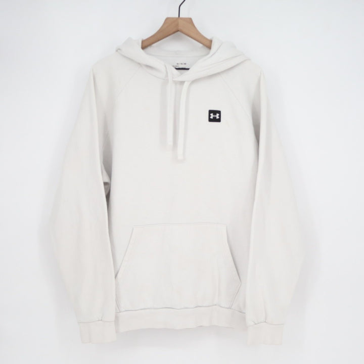 Under Armour Rival Coldgear Hoodie Mens Large White Cotton Fleece Raglan Sleeve