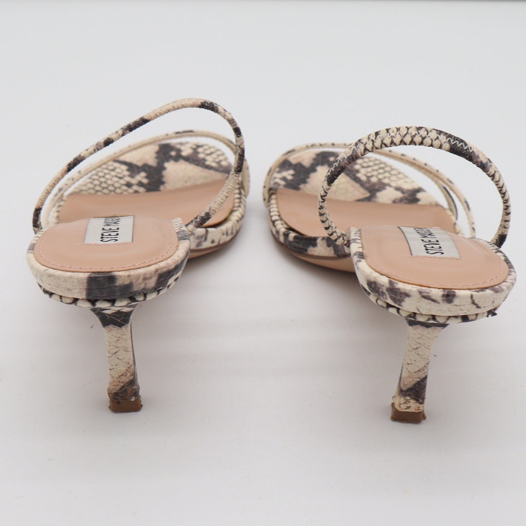 Steve Madden Snakeskin Print Kitten Heel Sandals Square Toe Strappy Womens 8.5M
