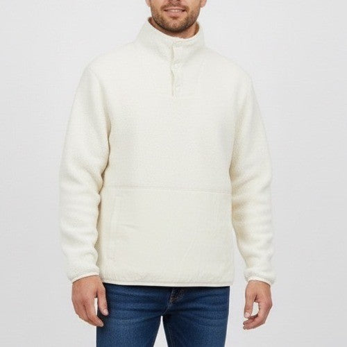 Allbirds Fluff Fleece Jacket Mens XL Cream Pockets Quarter Snap Outdoor Wear