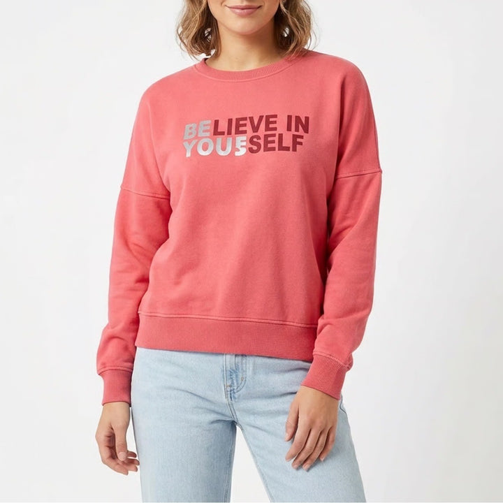 Mentor Clothing Co Believe In Yourself Graphic Sweatshirt Coral Pink Size M
