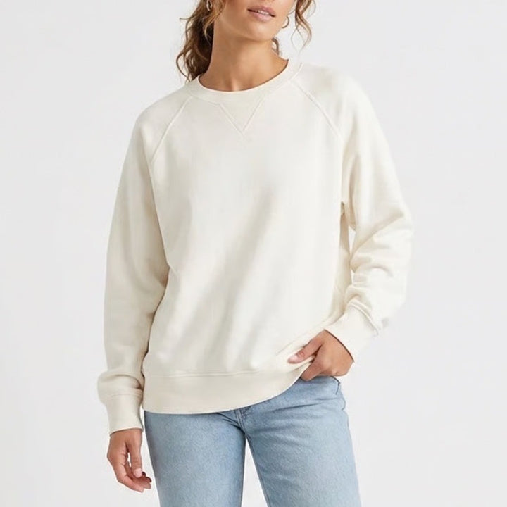 Old Navy Mens XL Cream Off White Raglan Crewneck Sweatshirt V-Stitch Pullover