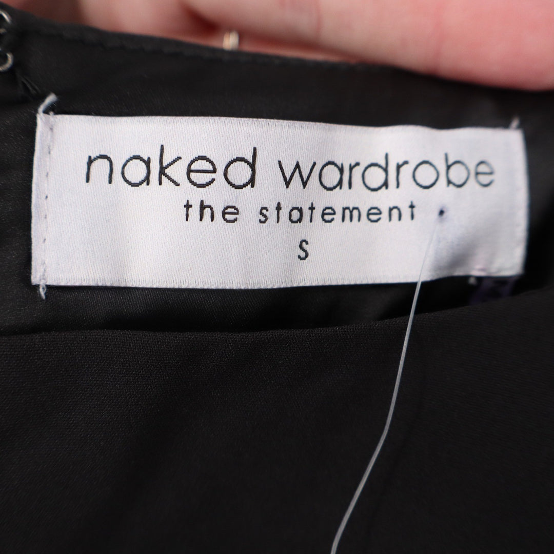 Naked Wardrobe Black Puff Sleeve Square Neck Crop Top Small