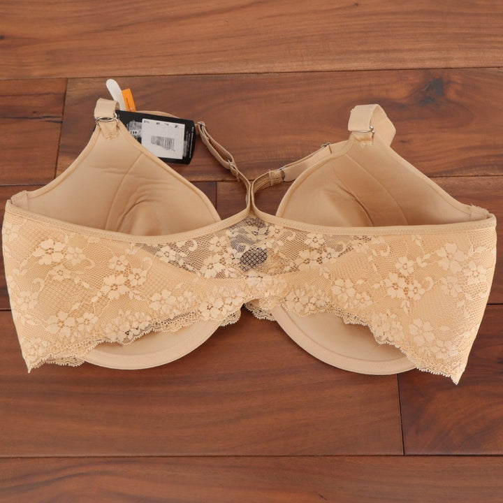 Maidenform T-Shirt Bra Womens 38DD Tan Stretch Underwire Lace Trim Racerback