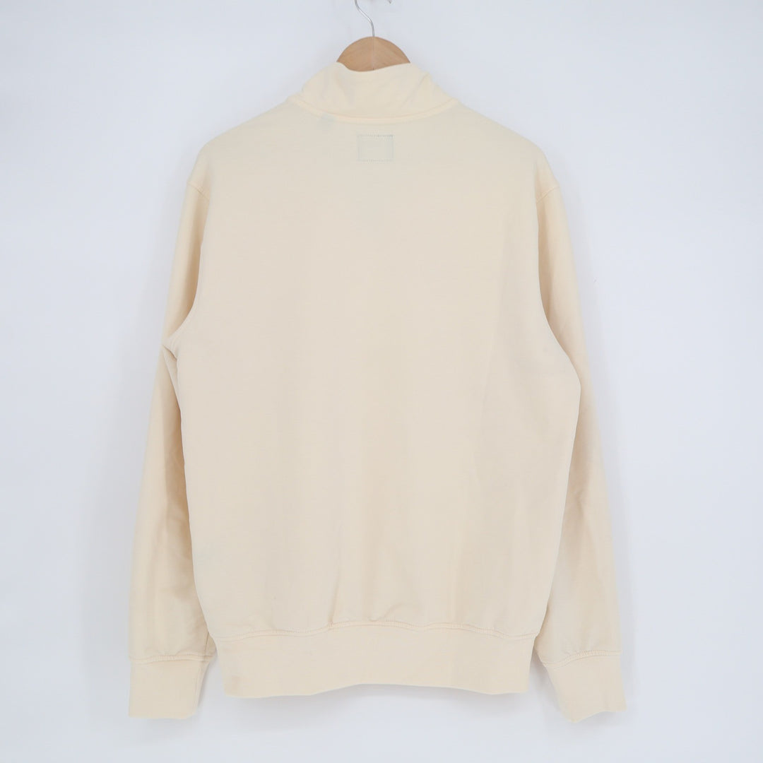CUTS Mens Quarter Zip Pullover Sweatshirt Cream Off White Size Medium