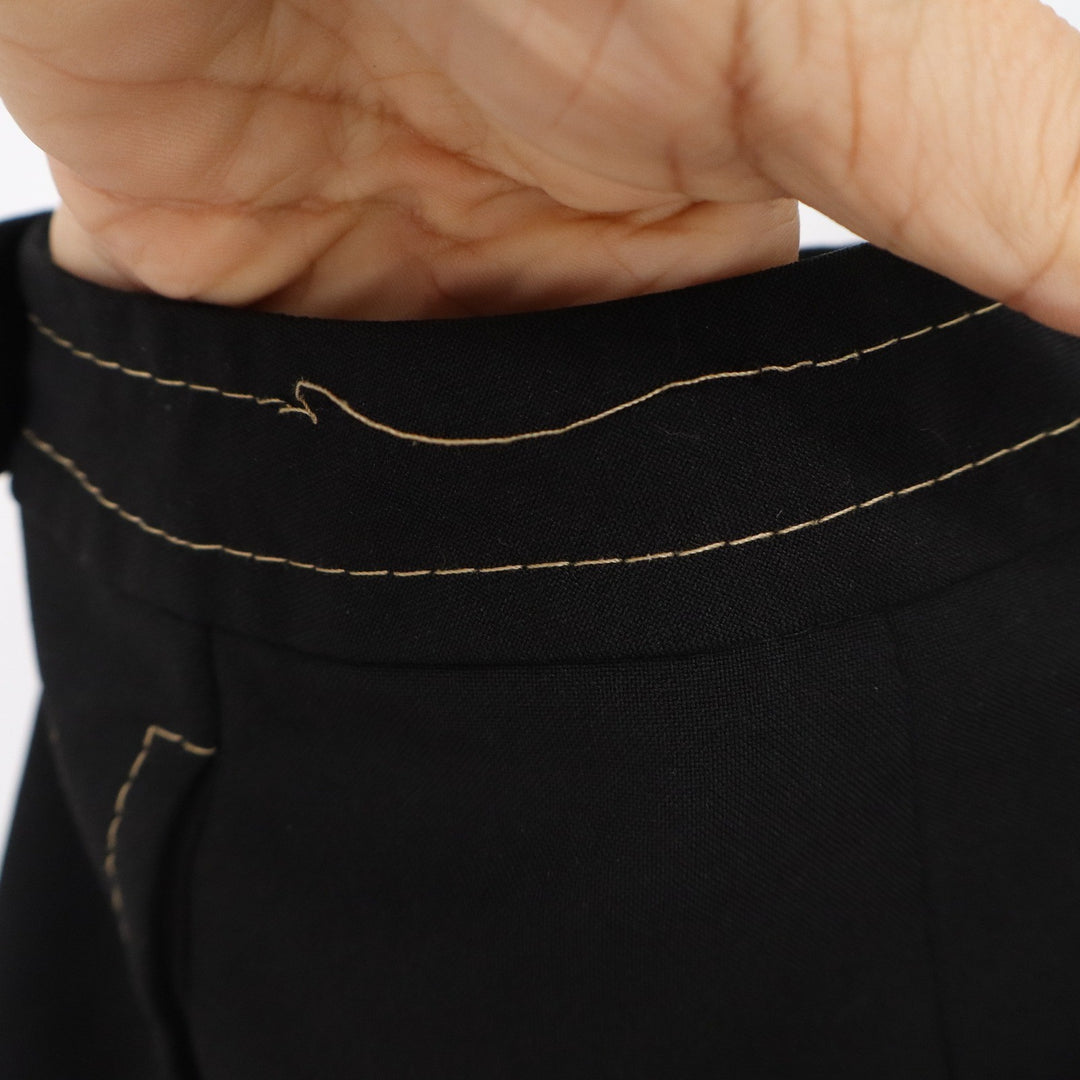 Mango MNG Suits Black Contrast Stitch Straight Leg Trousers Size 2