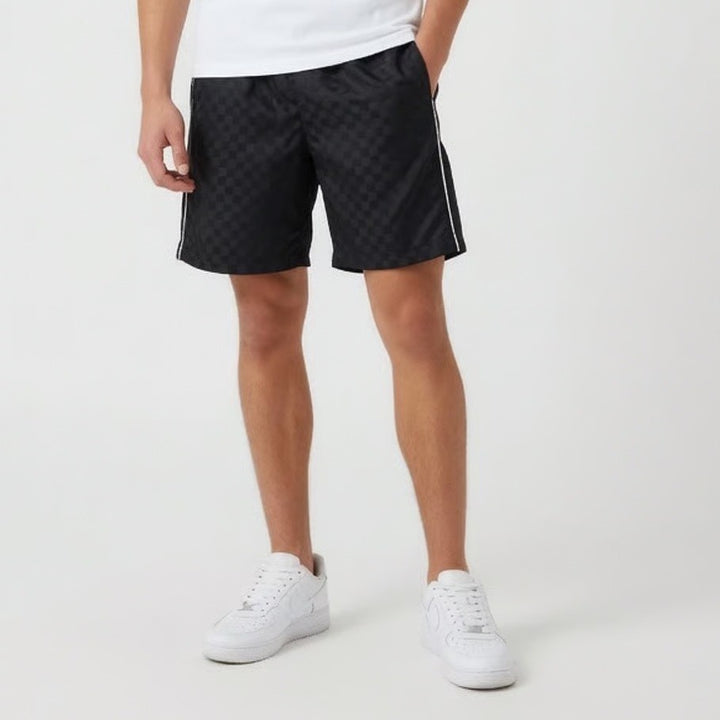 DSG Boys Woven Soccer Shorts Pure Black Checkerboard DAB12800 Size S 8-9 NEW