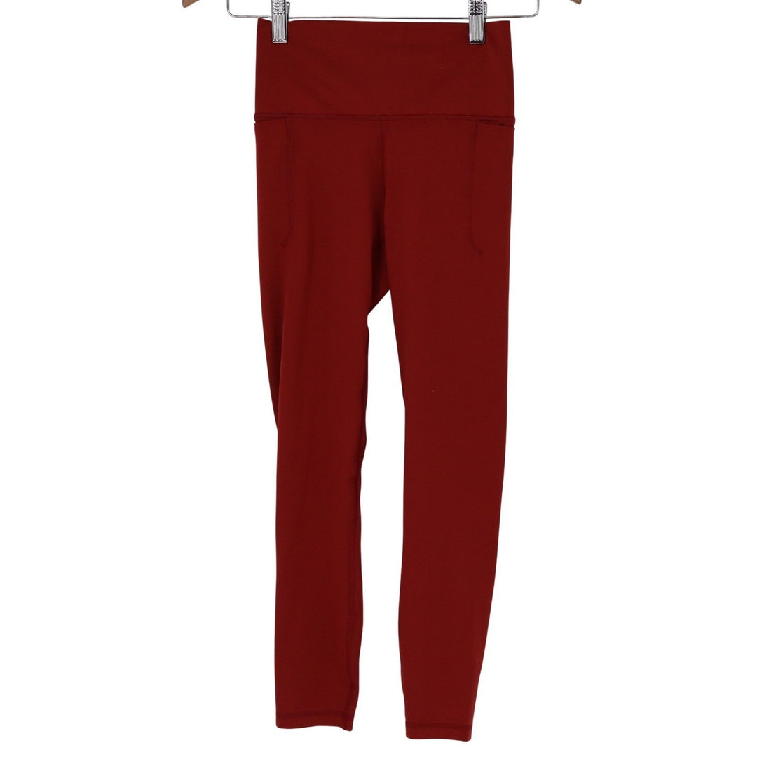 Under Armour Meridian Ankle Leggings Dark Red High Rise Pockets Womens XS