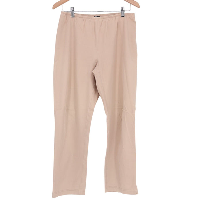 Eileen Fisher Ankle Trousers Women PS Beige Cotton Stretch Side Zip Straight Leg