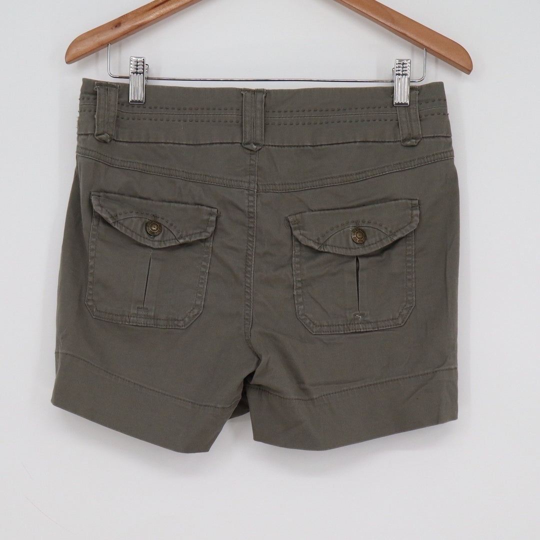 Dakota Blue Womens Olive Green Cargo Shorts Utility Paisley Trim Size 4