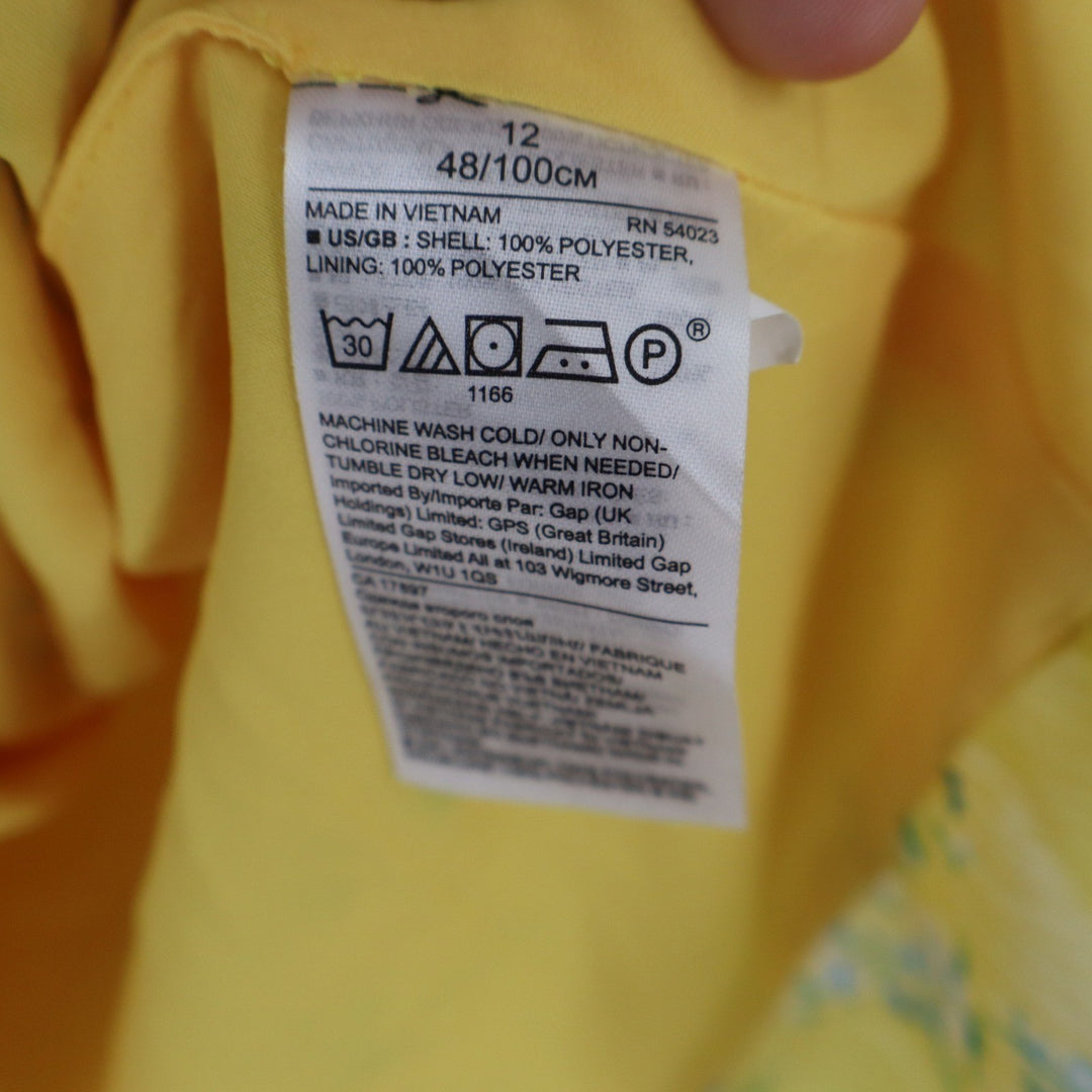 Banana Republic Yellow Floral Chiffon Ruffle Wrap Dress Long Sleeve Size 12