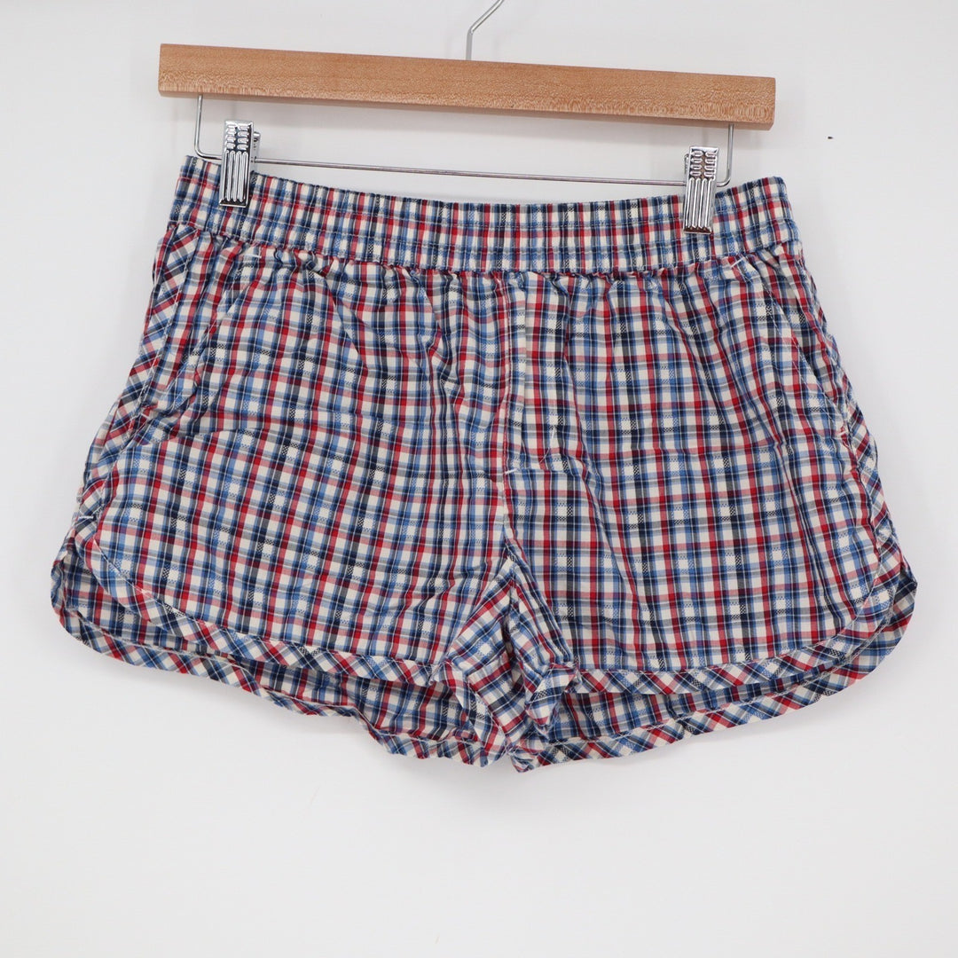 Vinyl Icons Red White Blue Plaid Cotton Lounge Shorts Womens Medium