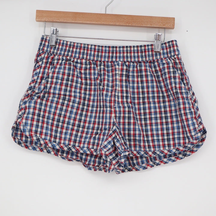 Vinyl Icons Red White Blue Plaid Cotton Lounge Shorts Womens Medium