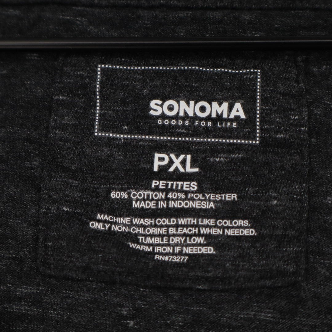 Sonoma Goods For Life Hoodie Womens PXL Petite Heather Black Kangaroo Pocket
