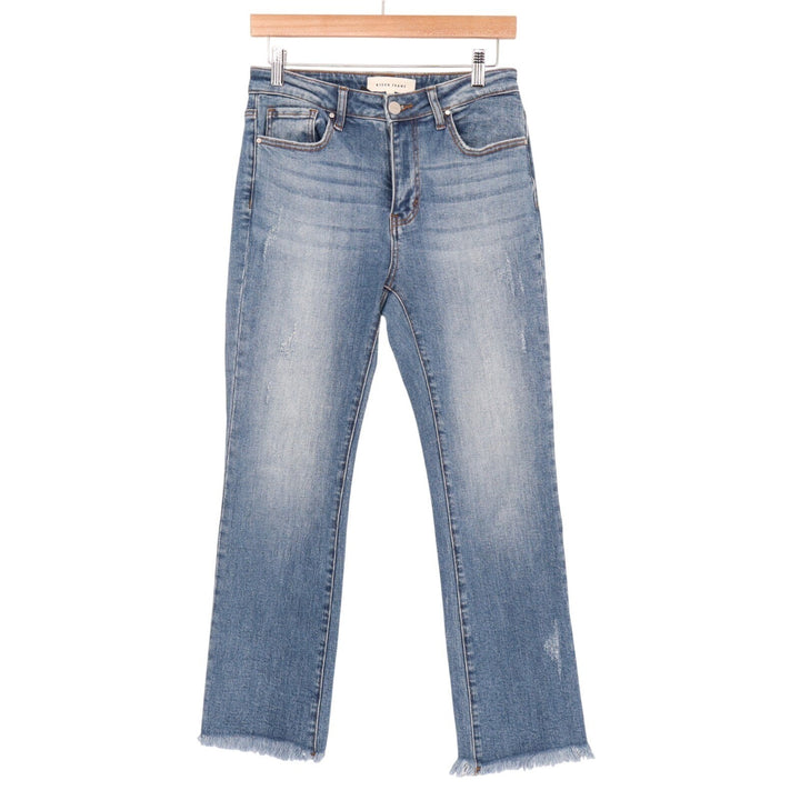 Risen Jeans Womens 5/27 Blue Denim Cotton Stretch Distressed Raw Frayed Hem