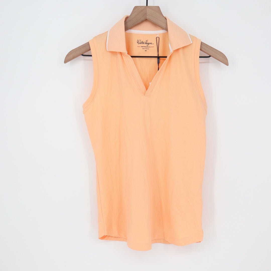 Walter Hagen Performance II Womens Sleeveless Polo Shirt Peach Orange XS